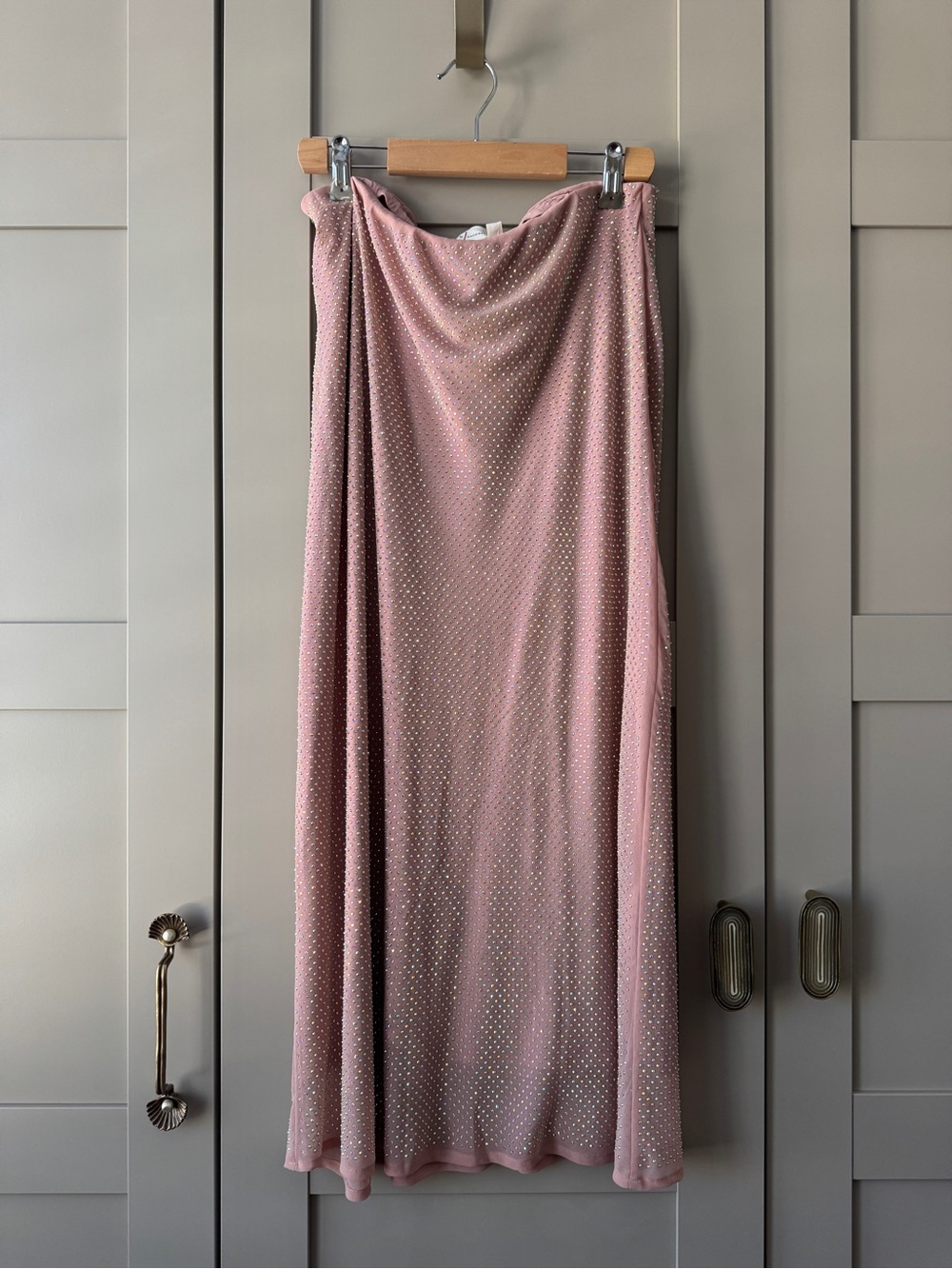 By Anthropologie Iridescent Rhinestone Midi Skirt